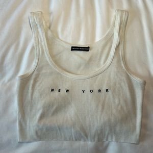 BRANDY MELVILLE WHITE NEW YORK TANK TOP